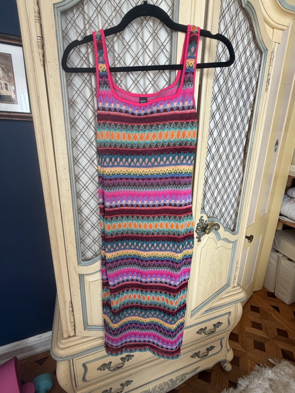 Emery Rose Pink Patterned Midi Dress - Small